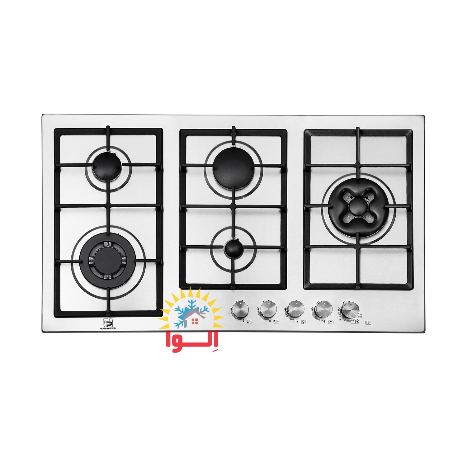 5113 پرنیان استیل - اجاق گاز 5 شعله - استیل - 5113