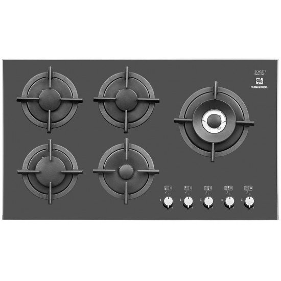 پرنیان استیل - اجاق گاز 5 شعله - شیشه ای 5402V1 - ایتالیایی