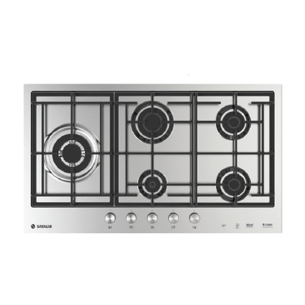 اسنوا - اجاق گاز صفحه ای 5 شعله توکار استیل - پلوپز کنار مدل SS - 195101